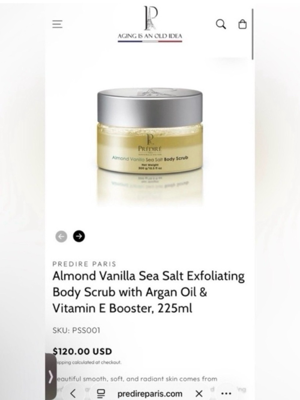 Predire Almond Vanilla Sea Salt Body Scrub - Retail $120 - Picture 2 of 2